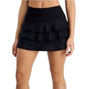 ID Ideology Ruffled Tiered Skort Women's Size 3X Black Elastic Waist Pull On